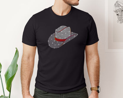brand:Bella Canvas|color:Black|Cowboy Hat Rhinestone Templates Graphic T-Shirt