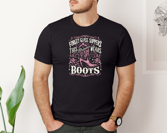 Princess Cowboy Boots Floral Boots Graphic T-Shirt