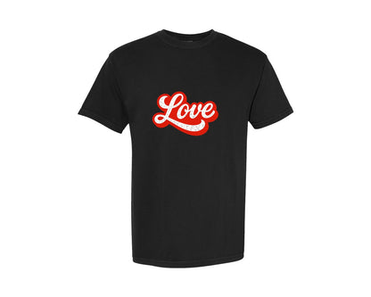 brand:Comfort Colors|color:Black|Retro Script Love Design Graphic T-Shirt