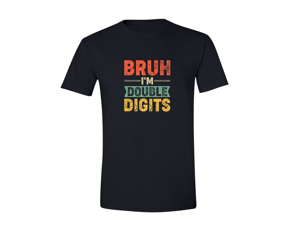 brand:Generic|color:Black|Bruh Im Double Digits 10Th Birthday Graphic T-Shirt