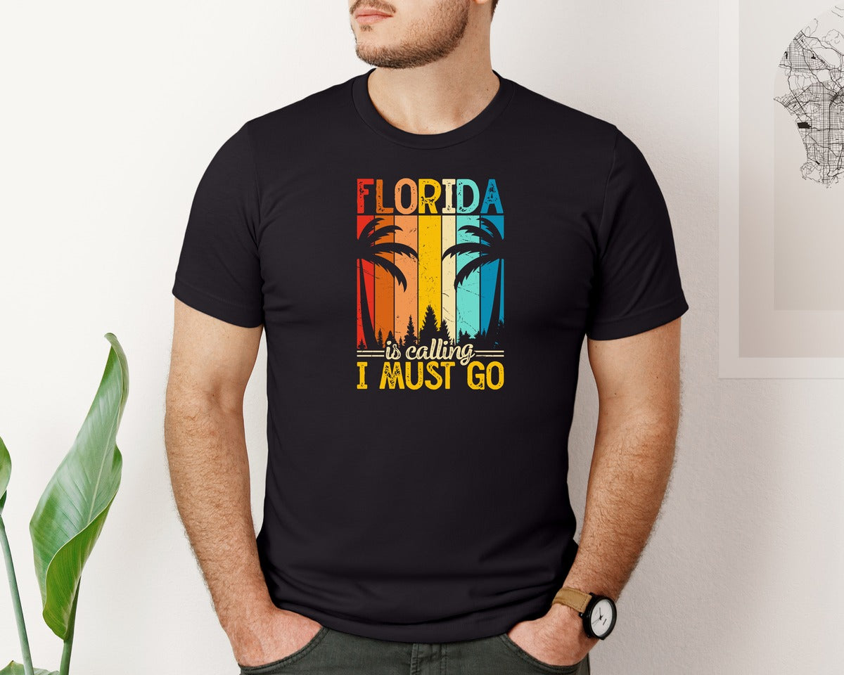 brand:Bella Canvas|color:Black|Florida Is Calling I Must Go T Shirt Graphic T-Shirt