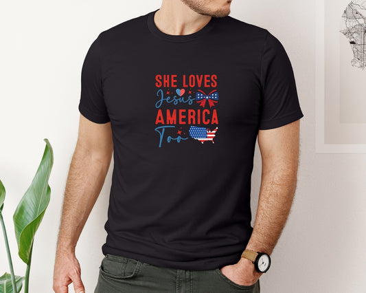 She Loves Jesus America Too Design 2 Graphic T-Shirt