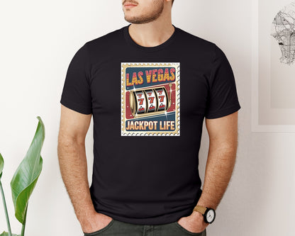 brand:Bella Canvas|color:Black|Summer Las Vegas Trip Retro Stamp Travel 2 Graphic T-Shirt