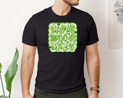 brand:Bella Canvas|color:Black|Happy Go Lucky St Patrick 2 Graphic T-Shirt