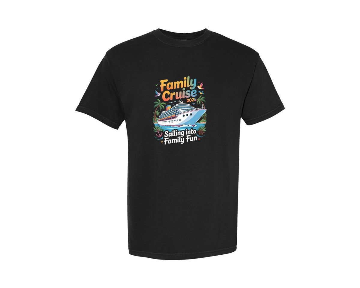 brand:Comfort Colors|color:Black|Family Cruise Sailing Into Family Fun Graphic T-Shirt