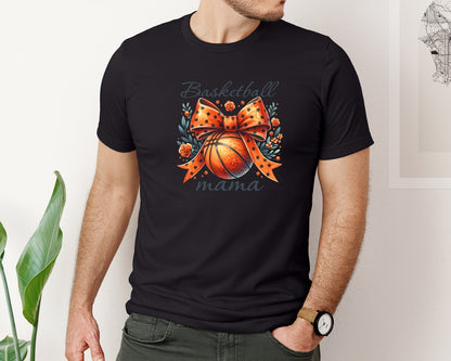 brand:Bella Canvas|color:Black|Basketball Mama Orange Mascot Graphic T-Shirt