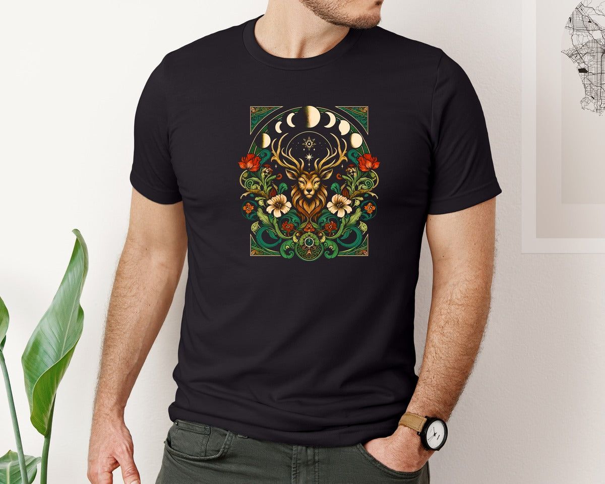 brand:Bella Canvas|color:Black|Tarot Card Nouveau Boho Wicca Graphic T-Shirt