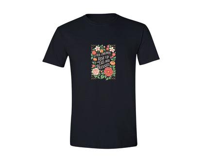 brand:Generic|color:Black|Blessed Mom Floral Bible Quote 4 Graphic T-Shirt