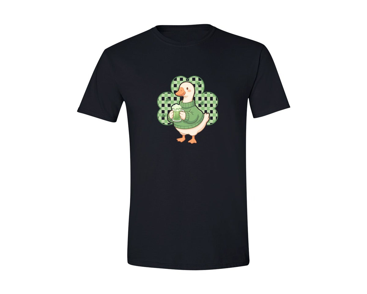 brand:Generic|color:Black|Cute Green Beer Goose Graphic T-Shirt