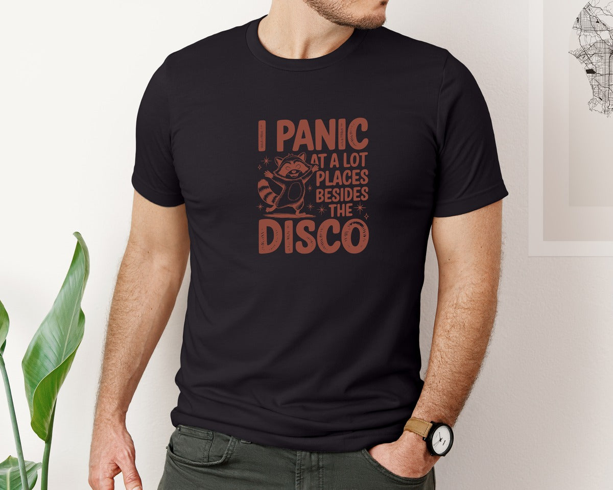 brand:Bella Canvas|color:Black|I Panic At Lot Places Besides The Disco 2 Graphic T-Shirt