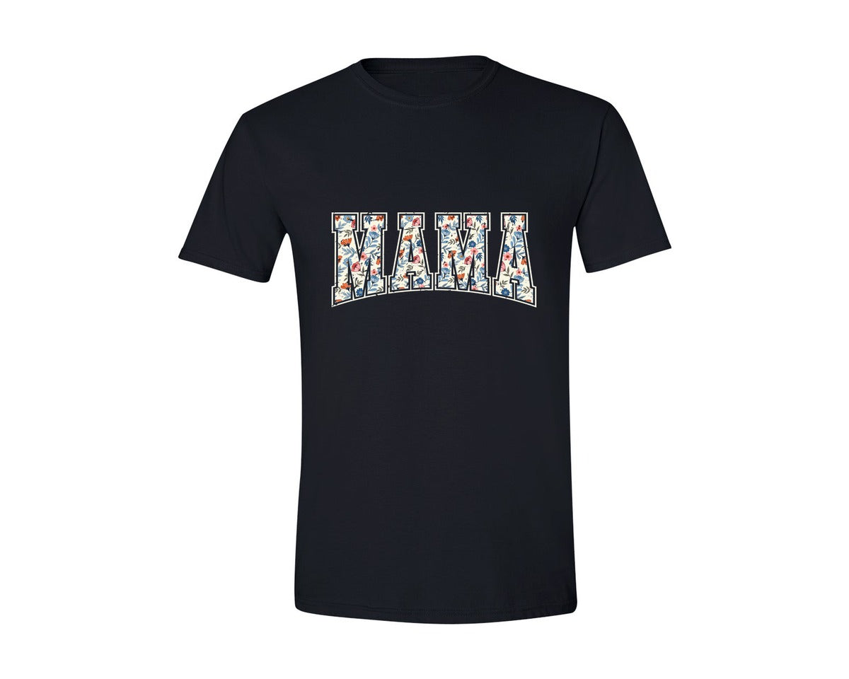 brand:Generic|color:Black|Flower Mama Boho Floral Mama Mom Graphic T-Shirt