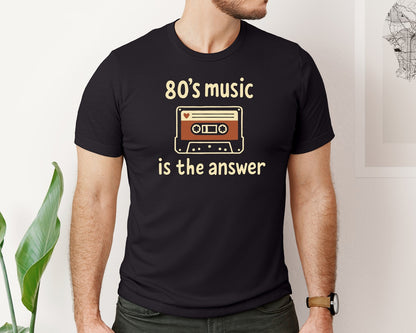 brand:Bella Canvas|color:Black|80S Music Is The Answer Nostalgic Vibes Graphic T-Shirt