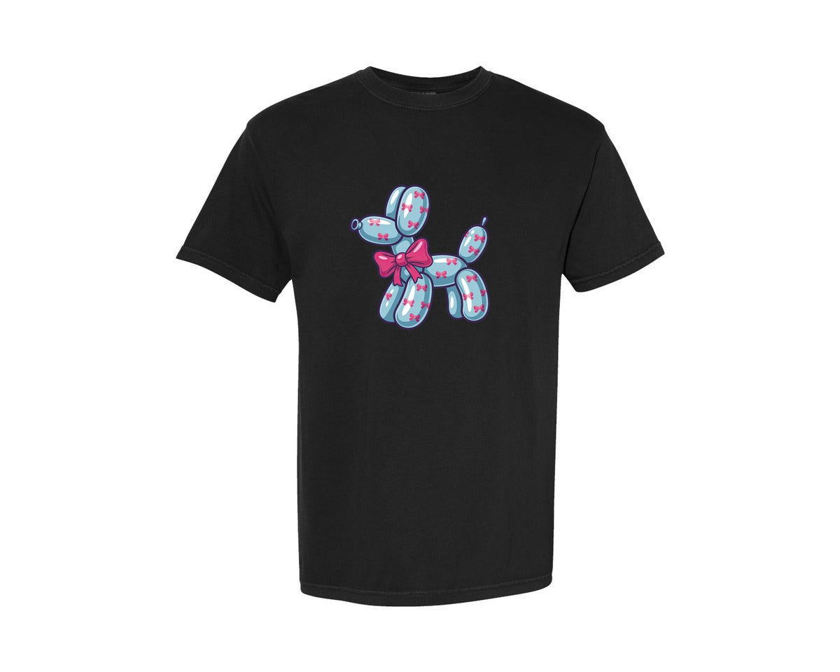 brand:Comfort Colors|color:Black|Pink Bow Balloon Dog 4 Graphic T-Shirt