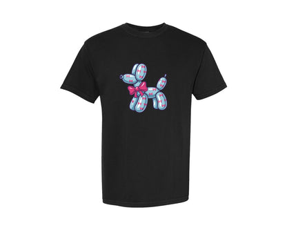 brand:Comfort Colors|color:Black|Pink Bow Balloon Dog 4 Graphic T-Shirt