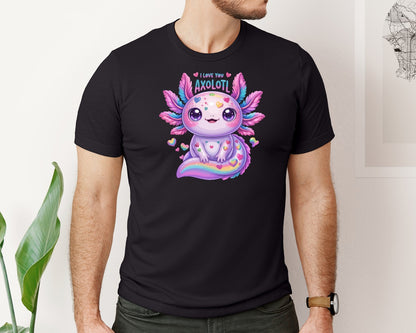 brand:Bella Canvas|color:Black|Love Axolotl Pastel Chubby Cute Graphic T-Shirt