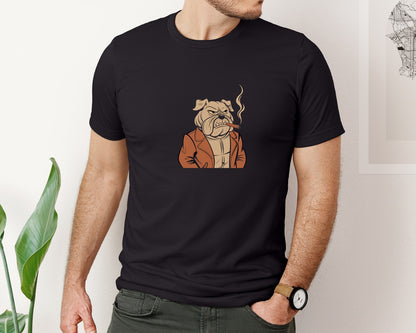 brand:Bella Canvas|color:Black|Stern Bulldog With Cigar T Shirt Graphic T-Shirt