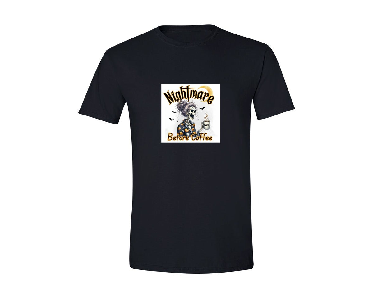brand:Generic|color:Black|Spooky Coffee Skeleton Mom Graphic T-Shirt