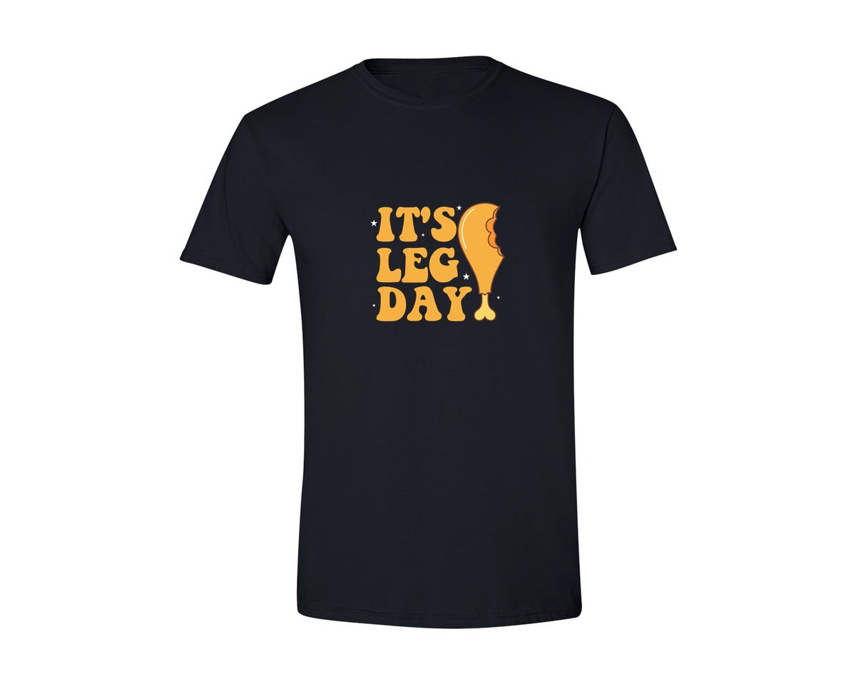 brand:Generic|color:Black|Its Leg Day Funny Thanksgiving Design Graphic T-Shirt