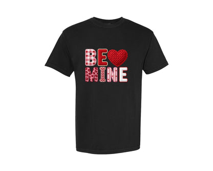 brand:Comfort Colors|color:Black|Be Mine Latch Hook Yarn Crochet Graphic T-Shirt