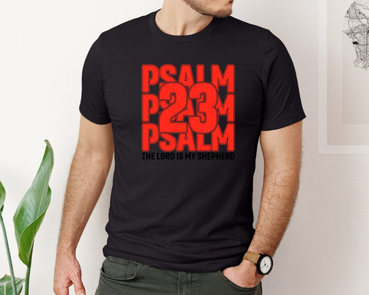Christian Psalm 23 Varsity Design Graphic T-Shirt