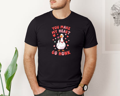 brand:Bella Canvas|color:Black|Valentine Goose Love Design Graphic T-Shirt