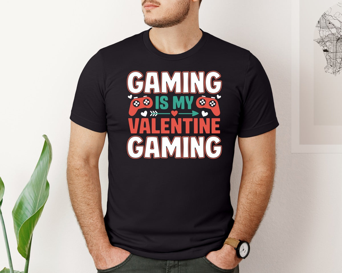 brand:Bella Canvas|color:Black|Gaming Is My Valentine 4 Graphic T-Shirt