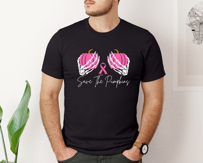 brand:Bella Canvas|color:Black|Save The Pumpkins Halloween Graphic T-Shirt