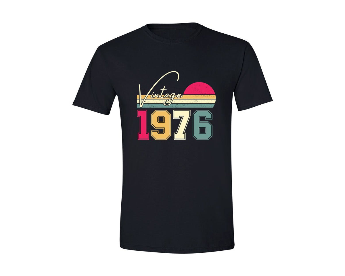 brand:Generic|color:Black|Vintage Classic Born In 1976 Birthday Graphic T-Shirt