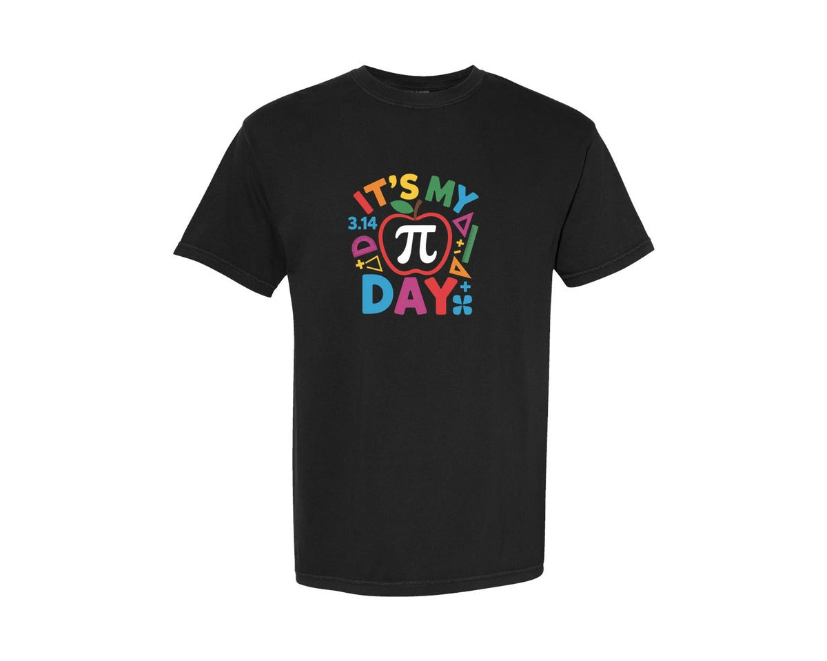 brand:Comfort Colors|color:Black|Pi Day Teacher Apple Graphic T-Shirt