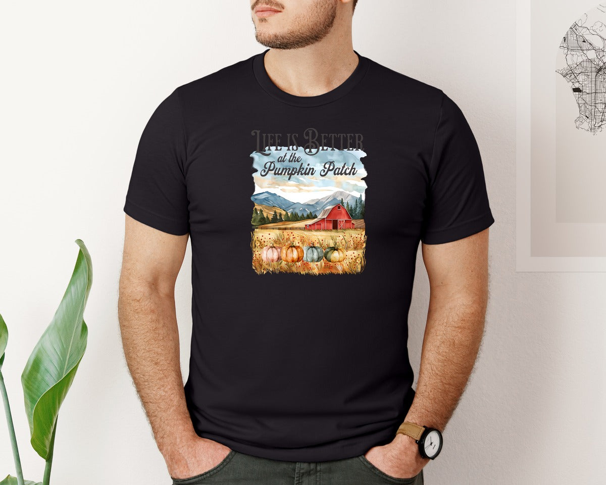 brand:Bella Canvas|color:Black|Fall Design Pumpkin Patch 20 Graphic T-Shirt
