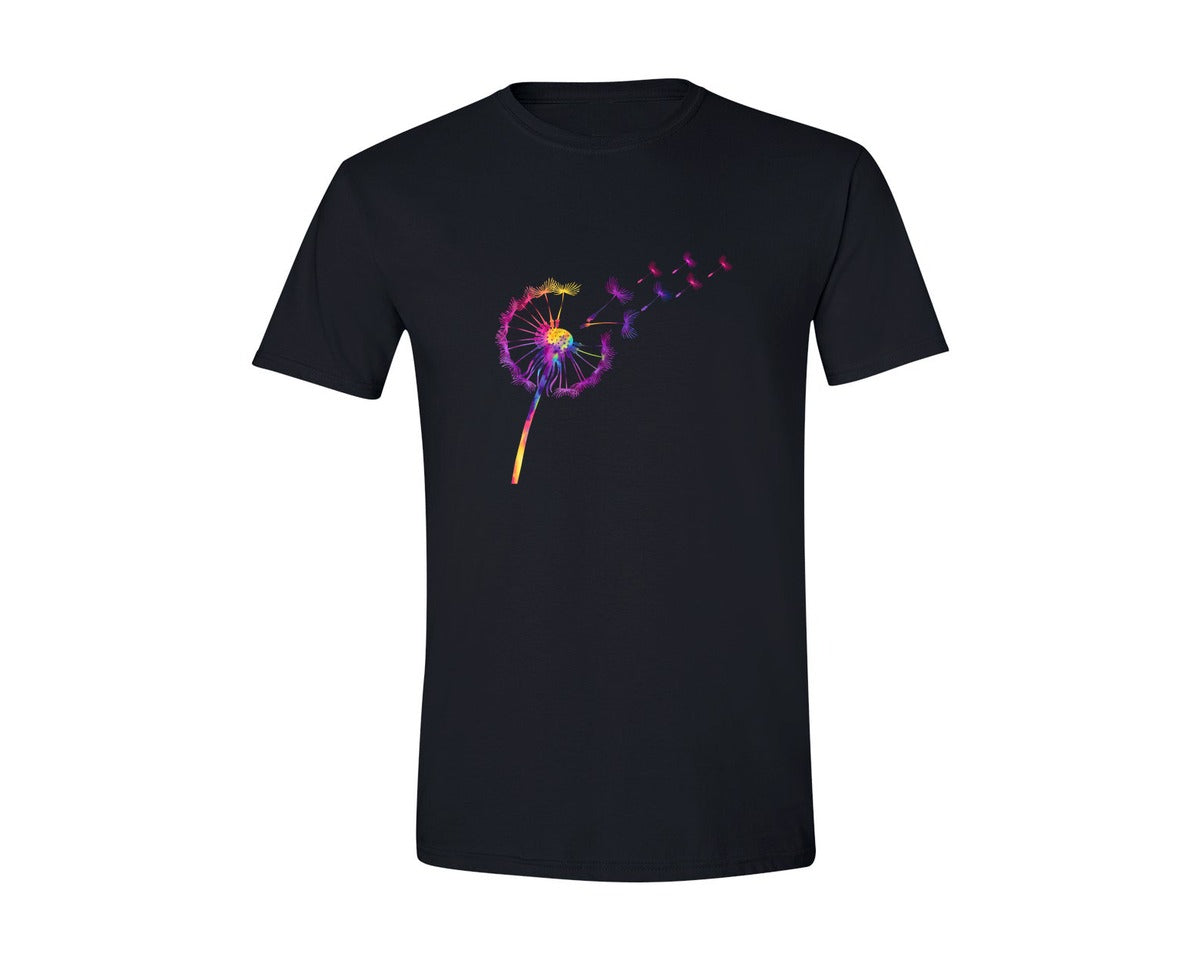 brand:Generic|color:Black|Colorful Dandelion Flower Graphic T-Shirt