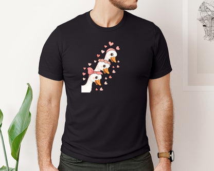 brand:Bella Canvas|color:Black|Funny Valentine Goose Pngcute Valentinr Graphic T-Shirt