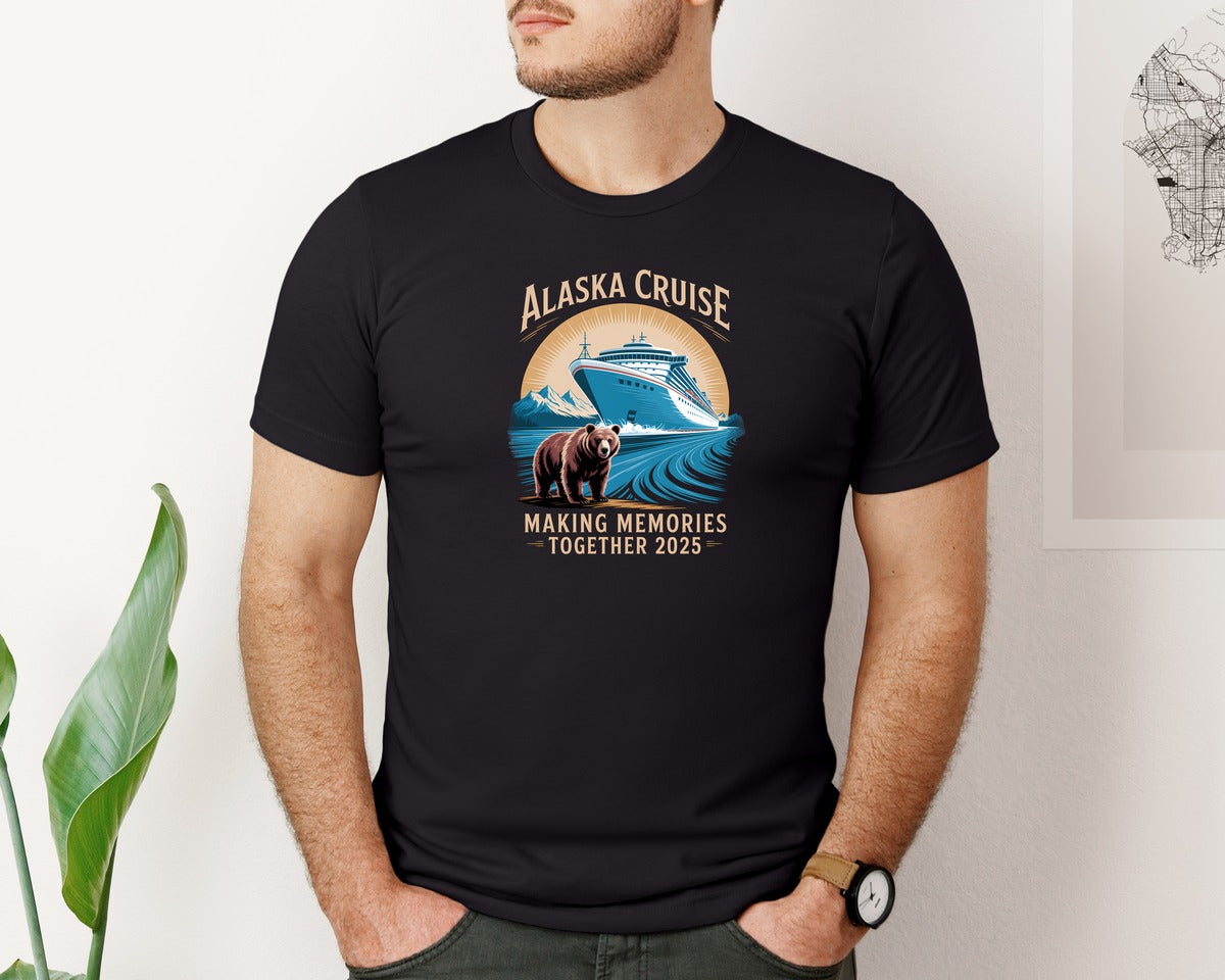 brand:Bella Canvas|color:Black|Alaska 2025 Cruise Family Shirt Graphic T-Shirt