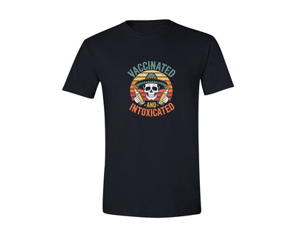 brand:Generic|color:Black|Vaccinated And Intoxicated Graphic T-Shirt