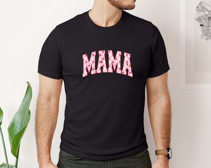 brand:Bella Canvas|color:Black|Mama Strawberry Daisy Flower Summer Graphic T-Shirt