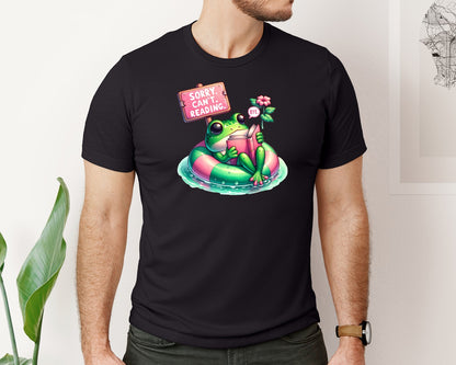 brand:Bella Canvas|color:Black|Bookish Frog Sorry Cant Reading Graphic T-Shirt