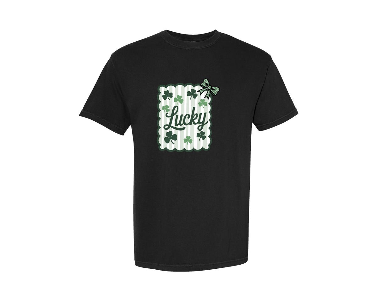 brand:Comfort Colors|color:Black|Lucky Postage Stamp St Patricks 2 Graphic T-Shirt