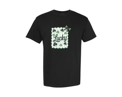 brand:Comfort Colors|color:Black|Lucky Postage Stamp St Patricks 2 Graphic T-Shirt