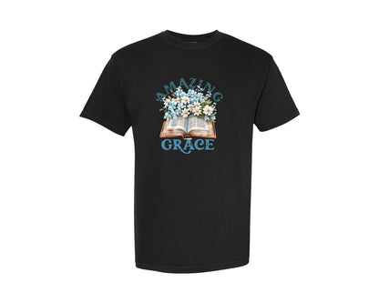 brand:Comfort Colors|color:Black|Easter Amazing Grace Christian Graphic T-Shirt
