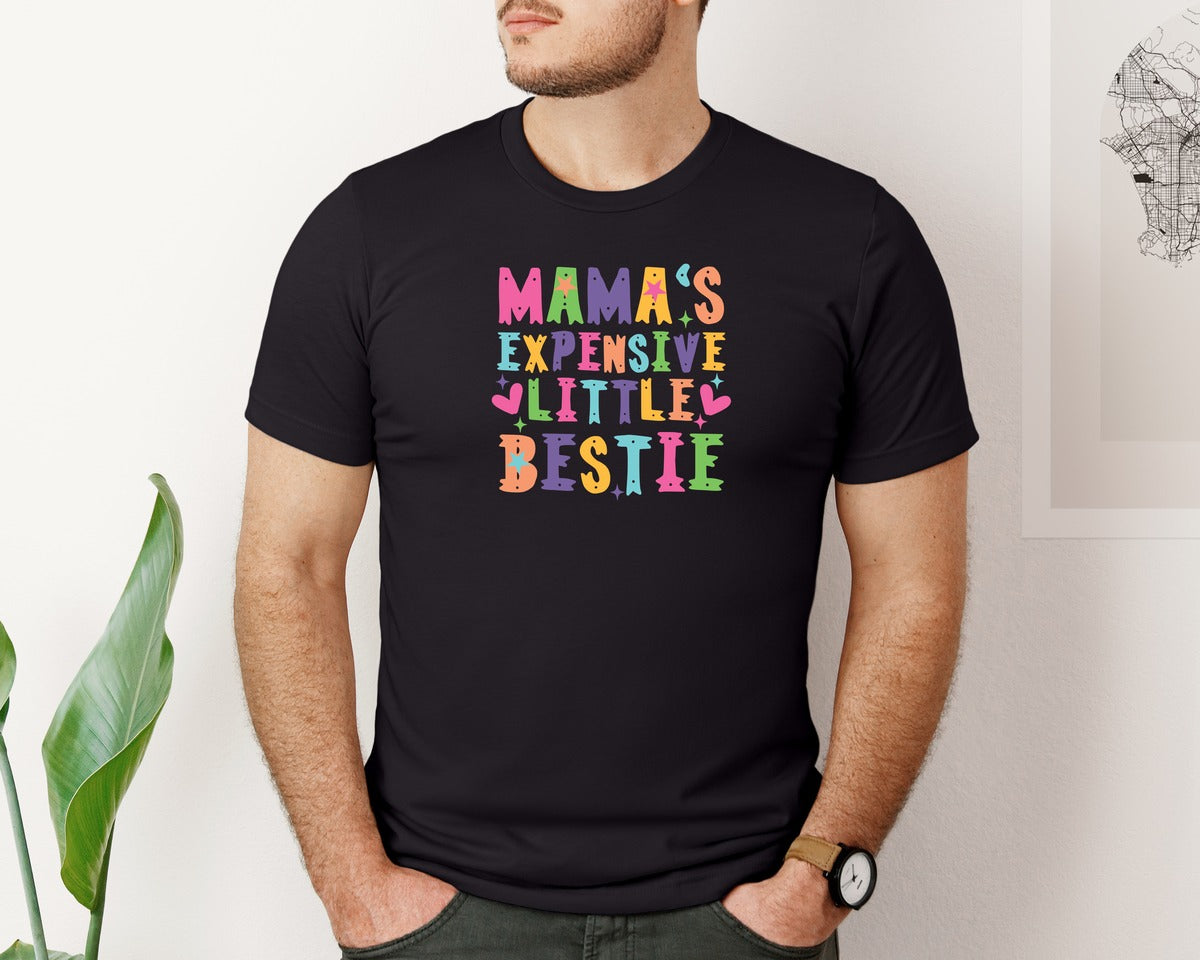brand:Bella Canvas|color:Black|Mamas Expensive Little Bestie 10 Graphic T-Shirt
