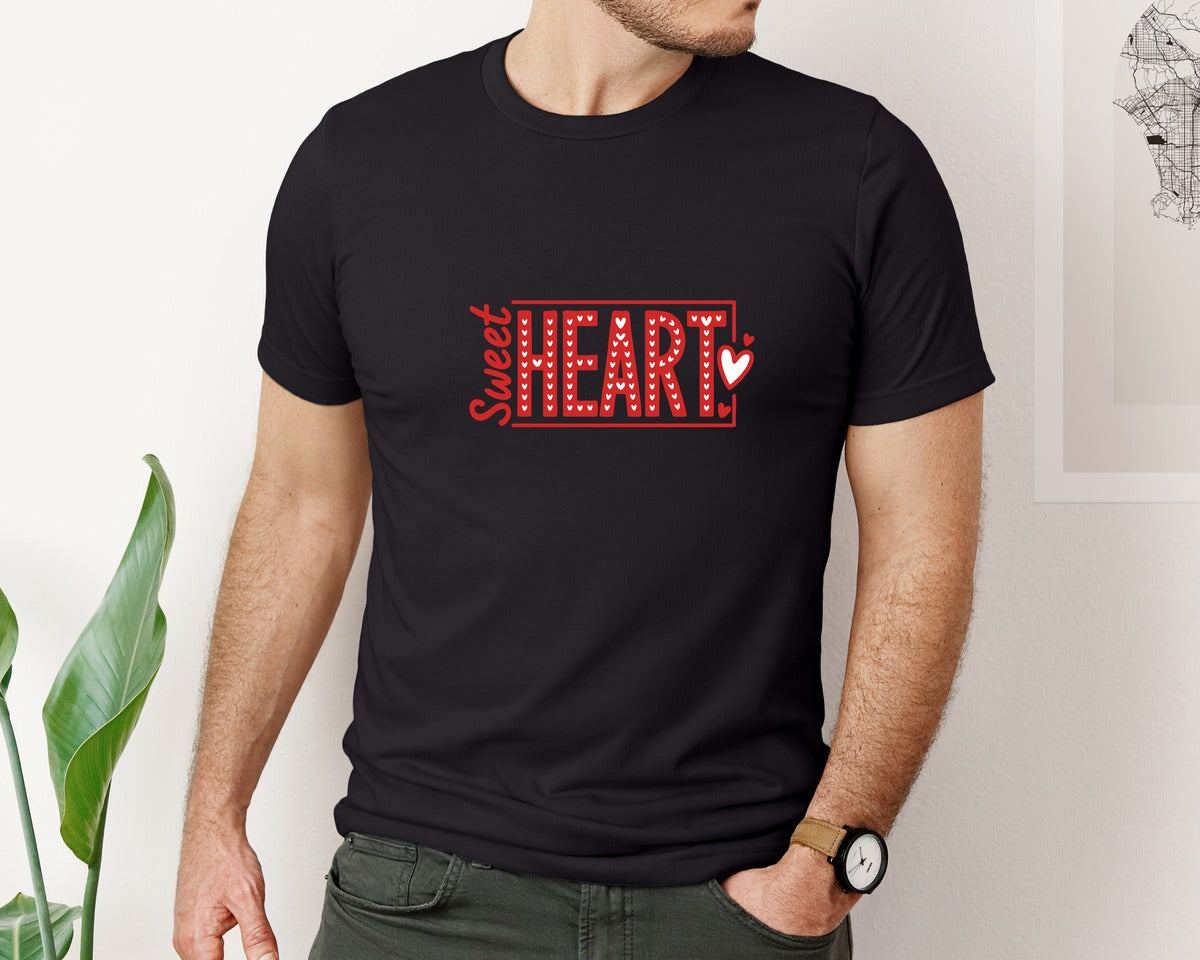 brand:Bella Canvas|color:Black|Sweet Heart Valentine Love Design Graphic T-Shirt