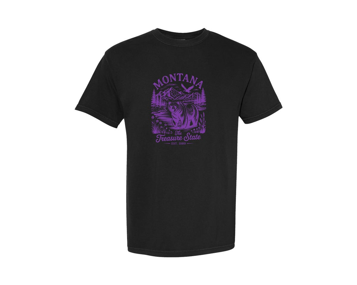 brand:Comfort Colors|color:Black|Montana The Treasure State T Shirt Graphic T-Shirt