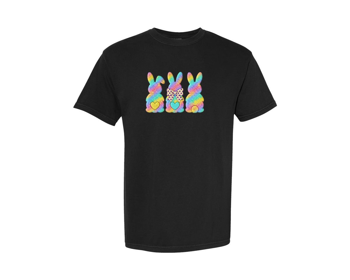 brand:Comfort Colors|color:Black|Faux Yarn Crochet Easter Bunny 10 Graphic T-Shirt