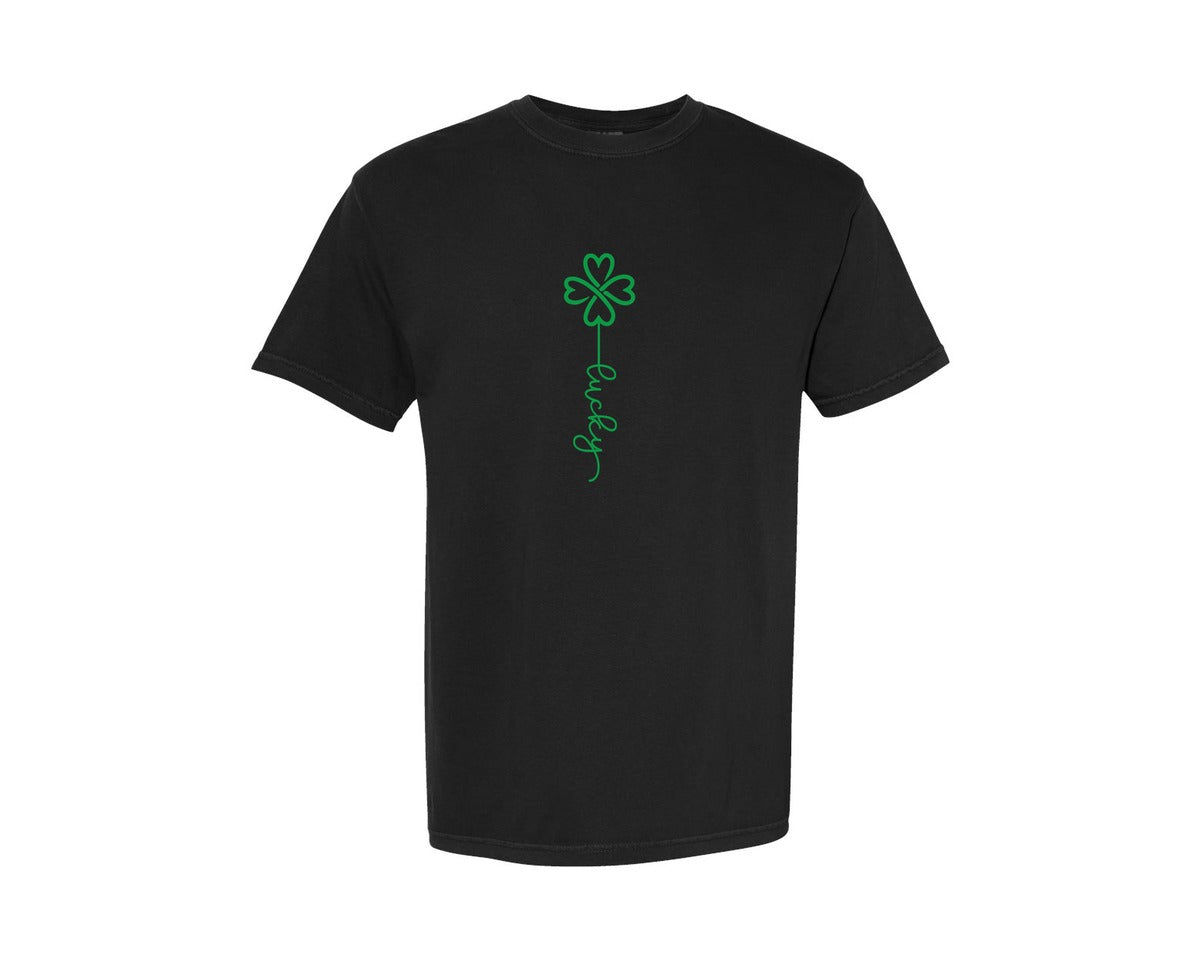 brand:Comfort Colors|color:Black|Lucky Varsity St Patricks Day 15 Graphic T-Shirt