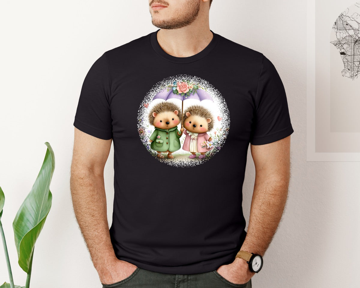 brand:Bella Canvas|color:Black|Couple Animals Round Tshirt 35 Graphic T-Shirt