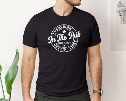 brand:Bella Canvas|color:Black|St Patricks Day Everybody In The Pub Graphic T-Shirt