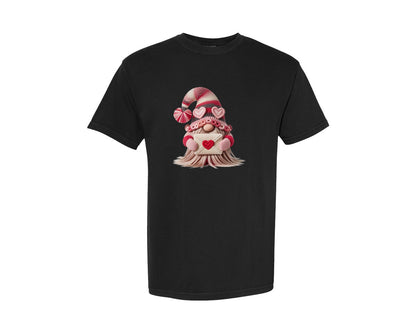 brand:Comfort Colors|color:Black|Crochet Valentine Gnome Girl Shirt Graphic T-Shirt