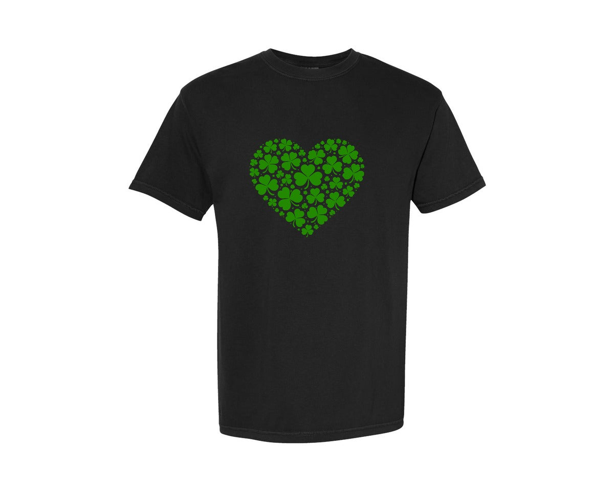 brand:Comfort Colors|color:Black|Shamrock Heart Irish Love Graphic T-Shirt