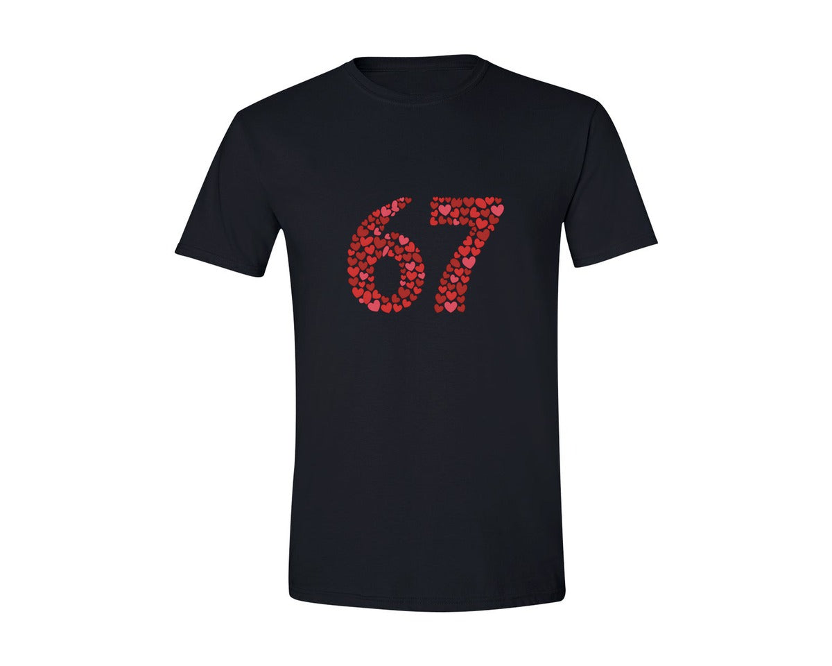 brand:Generic|color:Black|67 Valentine Numbers Graphic T-Shirt