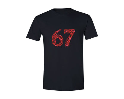 brand:Generic|color:Black|67 Valentine Numbers Graphic T-Shirt